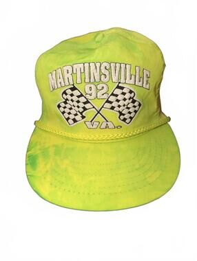 Vintage Martinsville 92 Racing Flag Rope Hat - Puff Paint & Tye Dye